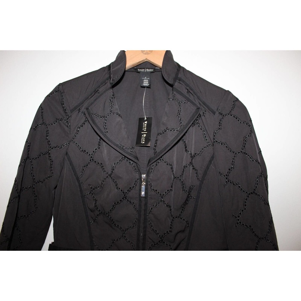 NWT White House Black Market Eyelet Stand Collar Jacket Black Size 2 H14202 - Picture 5 of 13